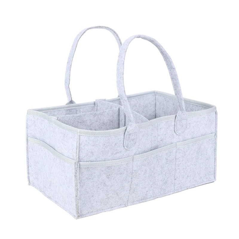 GAGAKU Baby Diaper Caddy Tote Portable Nappy Basket Stroller Organizer Diaper Storage Bin for Car Travel Grey