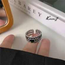 

Lmmcjj Retro Heart Ring For Women Adjustable Distressed Black Heart Three Layer Ring Index Finger Ring Fashion Jewelry Ins Gift