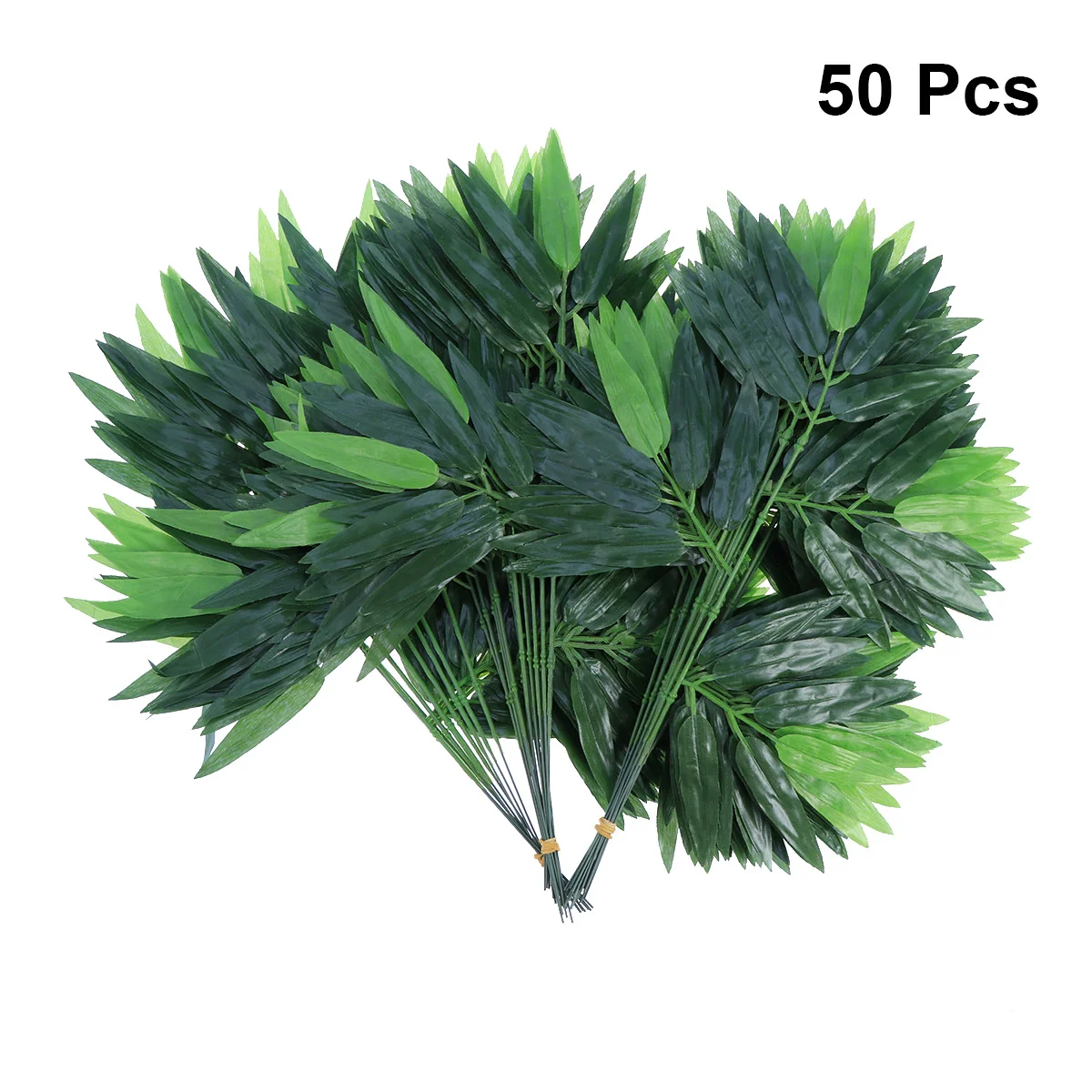 50pcs Artificial Green Bamboo Leaves Fake Green Plants Leaves For Office Decor