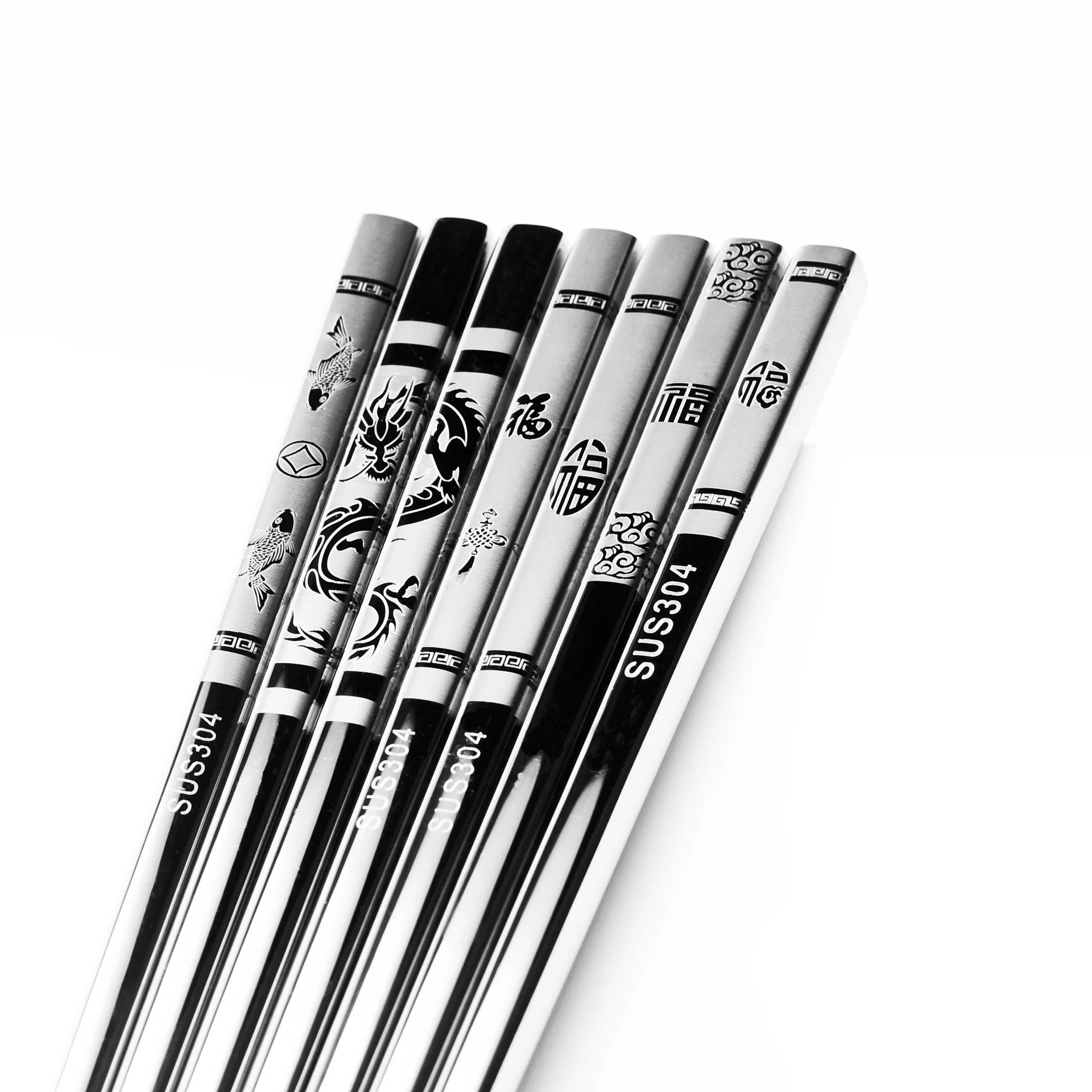 Sushi Dragon Stainless Black Iron Chinese Anti Skid Non Slip Fishs Alloy Rice Tableware Portable Gifts Chopsticks Sticks Metal | Дом и сад