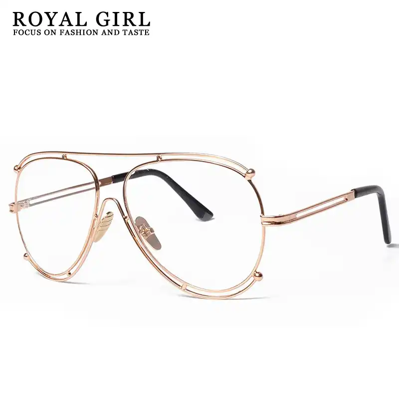 Monturas De Gafas Royal Girl Para Mujer Disenador De Marca Puente Doble Grande Gafas Transparentes De Alambre De Metal Vintage Ss017 Clear Glasses Women Eyeglass Frameseyeglass Frames Aliexpress