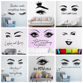 Preise Beauty Salon Eye Lashes Live Love Wall Sticker Home Decoration Eyes Quotes Wallpaper Waterproof Wall Decoration Murals Decal