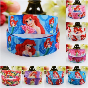 

7/8'' 22mm,1" 25mm,1-1/2" 38mm,3" 75mm Ruban Ariel Cartoon Character printed Grosgrain Ribbon party decoration 10 Yards