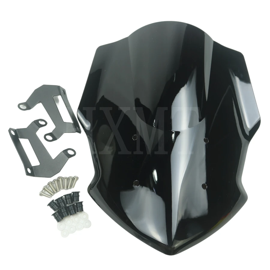 para yamaha preto motocicleta windshield windscreen bolha dupla tela