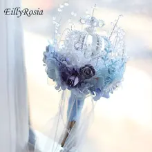 Пыльная голубая Корона невесты с цветами в архитектурном стиле хрустальный свадебный букет дорогой декоративный Свадебный букет уникальный