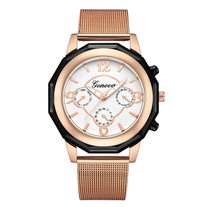 Women Watch Top Brand New Stylish Geneva Luxury Ladies Fashion Casual saats Mesh Band Rose Gold Dial Female Clock Reloj Mujer Women Watch Top Brand New Stylish Geneva Luxury Ladies Fashion Casual saats Mesh Band Rose Gold Dial Female Clock Reloj Mujer