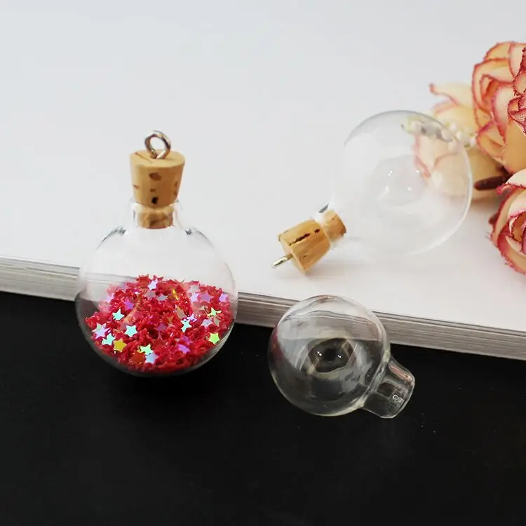 Mini botellas de cristal con forma de corazón, poción transparente,  perfume, frasco de corcho, colgante de deseo para collar con fianzas,  bricolaje rellenable, 5 piezas, regalo del día de San Valentín 