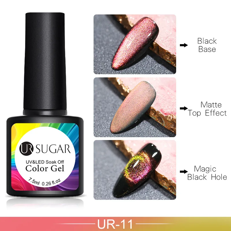 Ur Sugar 9D глаз хамелеона кота гель для ногтей матовый эффект УФ Магнитный Гель-лак замочить от УФ-гель для ногтей гель DIY черная основа - Цвет: UR-11