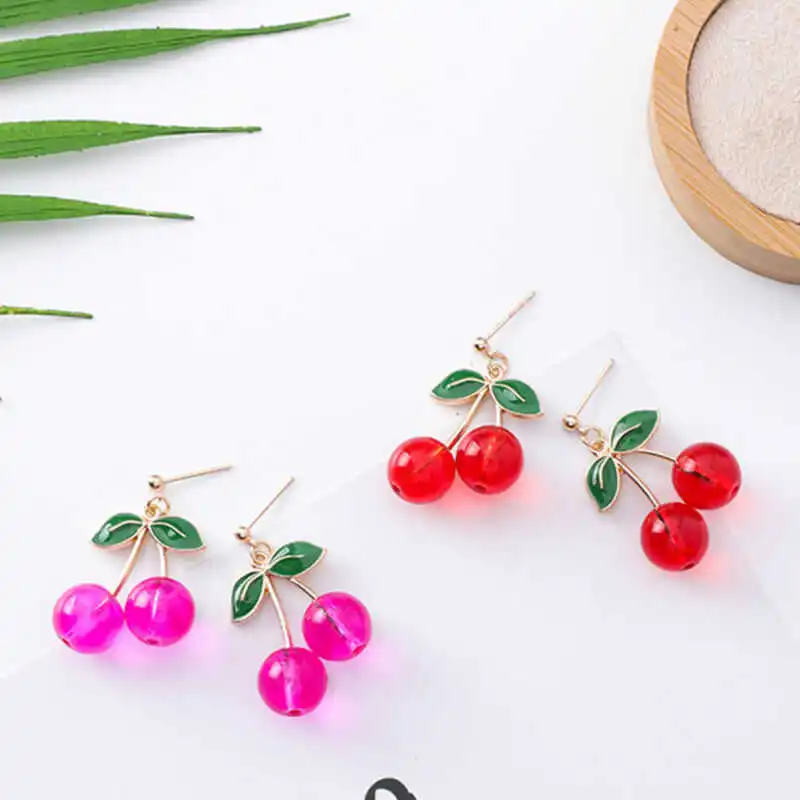 

Alloy Cherry Stud Jewelry Girl Earrings Fashion For Women Shape Lovely Earrings