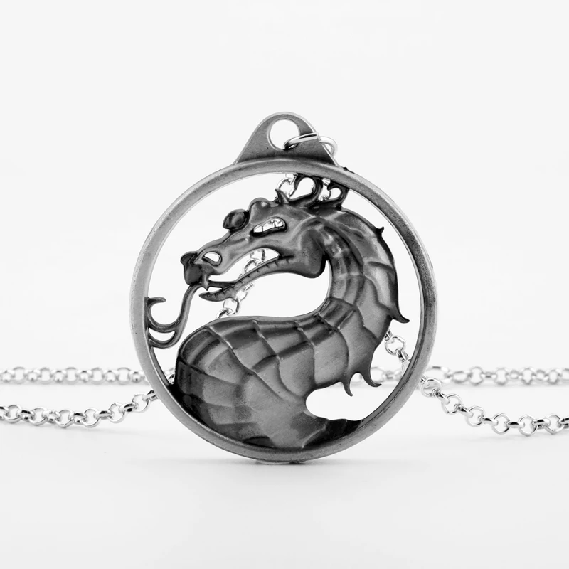 Punk Dragon Necklace Mortal Kombat Pendants Necklaces Men Women Fashion Accessories Link Chain Charm Choker Gift