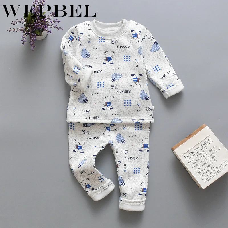 WEPBEL/зимнее детское термобелье; хлопковый Детский Теплый костюм; одежда для маленьких мальчиков и девочек; подштанники для детей; пижамы