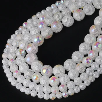

Wholesale AAA Plated Colorful White Snow Cracked Glass Crystal Stone Beads For Jewelry Making DIY Bracelet Necklace Natural