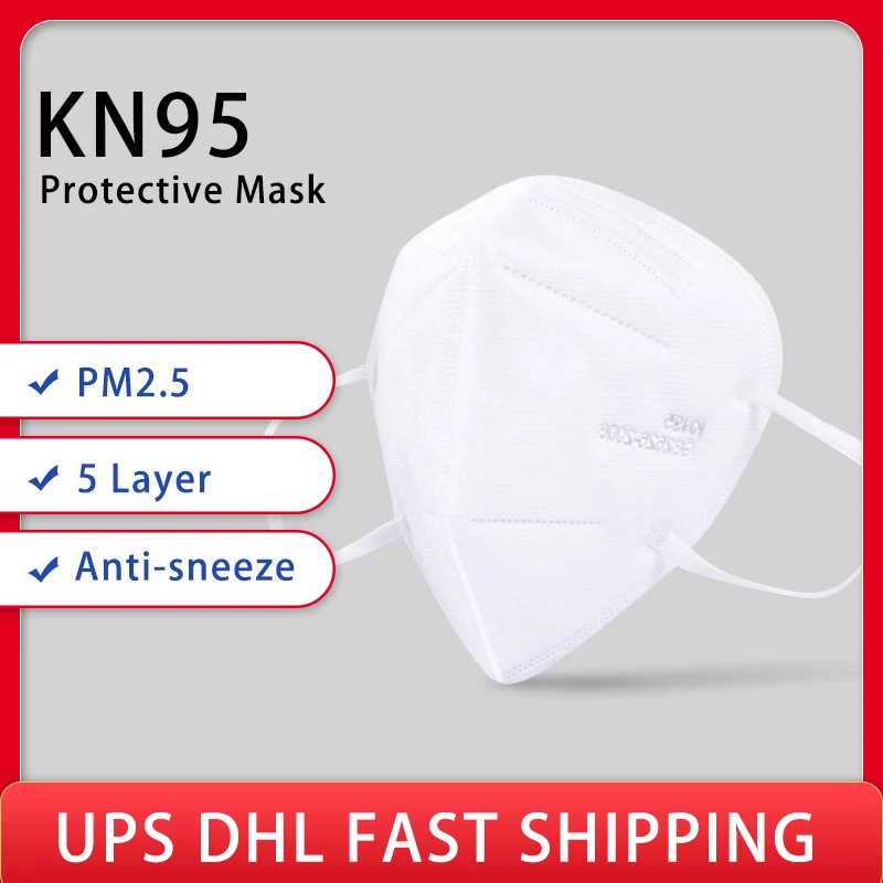 2020 5 couches Anti-poussière KN95 masque sécurité 95% Filtration
respirateur respirant KN95 masques réutilisables masques en Stock