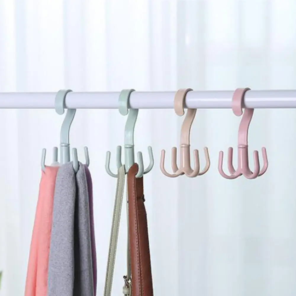 

360 Degree Rotary 4 Hooks Wardrobe Organizer Clothes Hangers for Coat Clothing Garment Scarf Tie Bag, Space Saving
