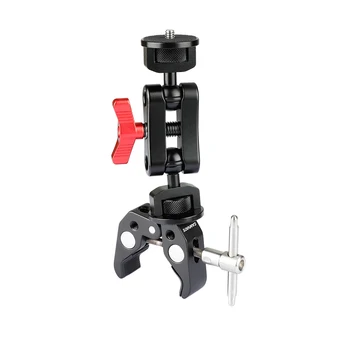 

HDRIG Super Clamp with Ball Head Extension Arm Double-ended 1/4"-20 Screw Adapter for Tripod Leg Camera Cage Monitor