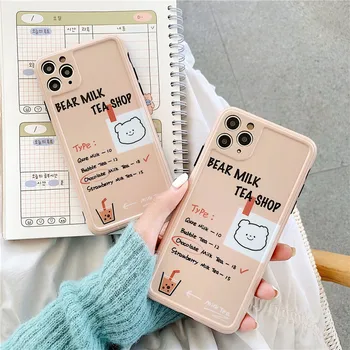 

Funny Milk Tea Label Phone Case For iphone 11 Pro Max 7 8 plus X XR XS Max Back Cover Fashion Cute Cartoon Silicone Soft Cases