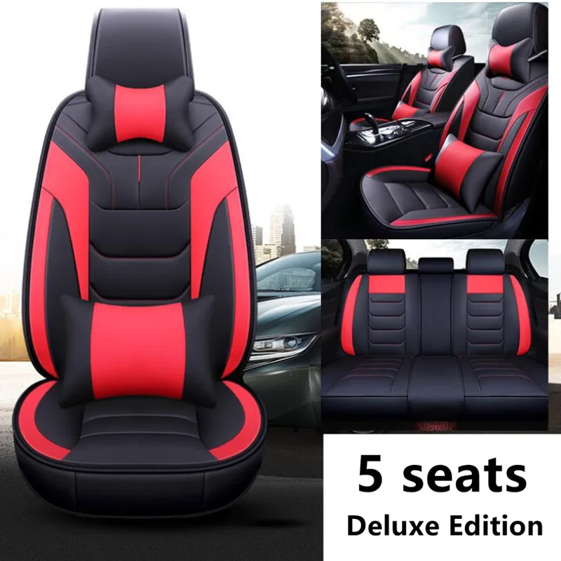 Deluxe Edition Высокое качество, чехол для сиденья автомобиля из искусственной кожи для Chevrolet Aveo Sonic Lova T250 T300(передняя+ задняя), подушка на 5 сидений - Название цвета: Deluxe Edition