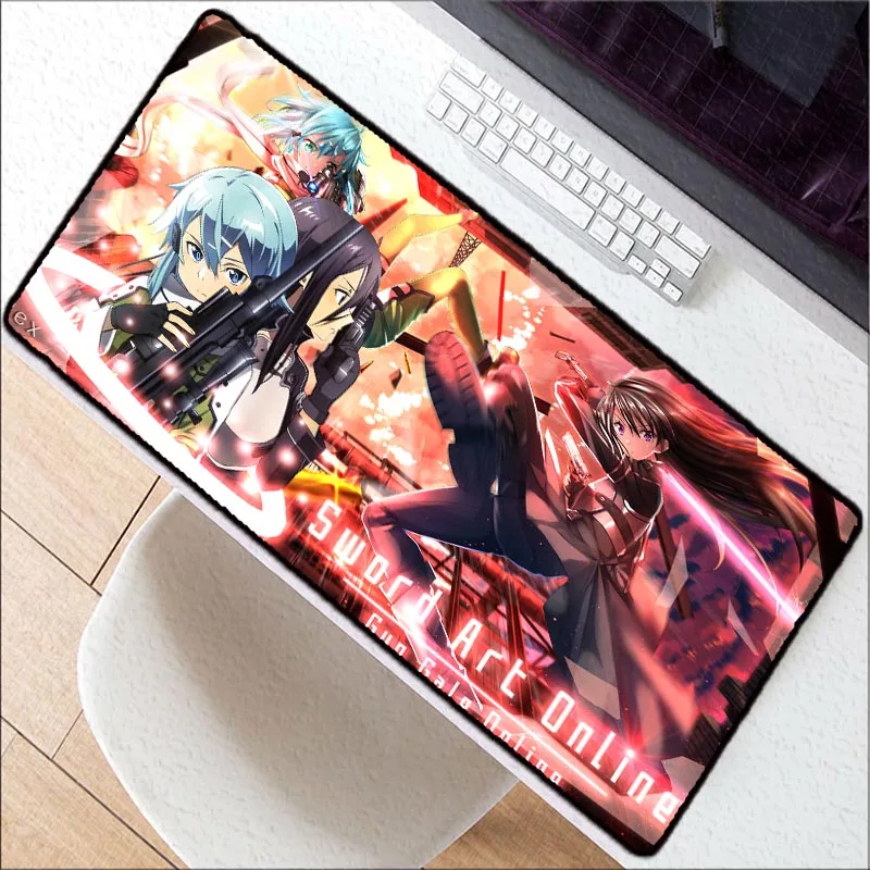 90x40cm Japan Anime Sword Art Online SAO Silon Anti-slip Large Lock Edge Mousepad Computer Mouse Pa
