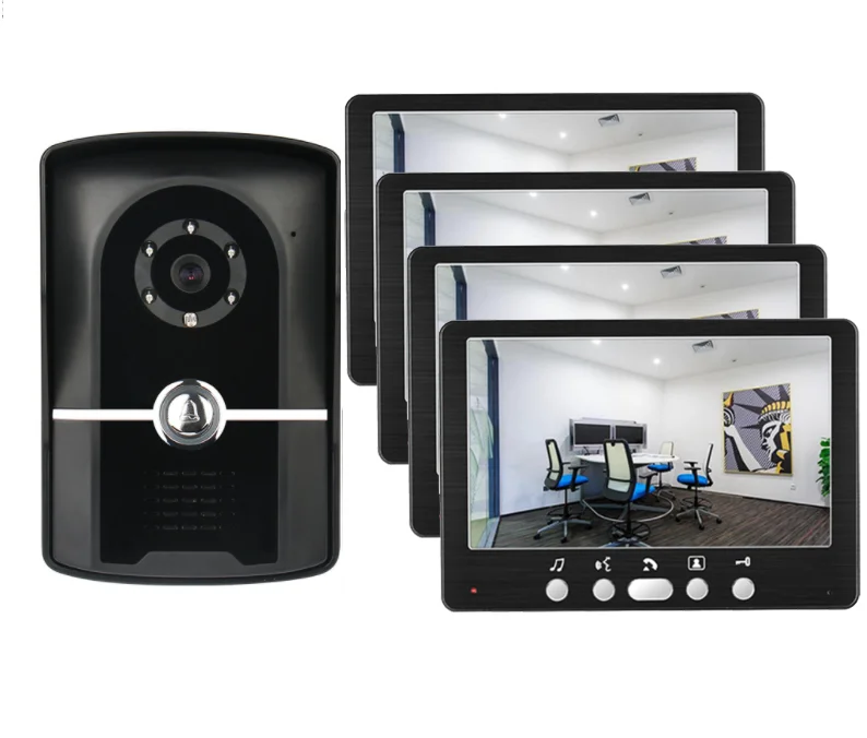 1camera 4monitor 1v2 Новое поступление домашняя охранная система внутренней связи " видео домофон 700TVL Водонепроницаемая ИК камера - Цвет: 1camera 4monitor