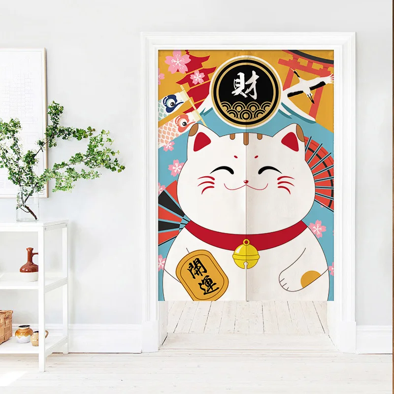 Japanese Cartoon Lucky Cat Door Curtain Kitchen Bedroom Partition Feng Shui | Дом и сад