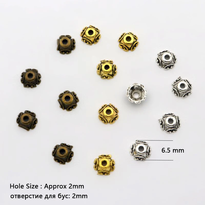 100pcs 혼합 작은 크기 꽃 블랭킹 엔드 비드 캡 스페이서 Diy 용품 쥬얼리에 대한 액세서리 팔찌 Neckalce 만들기