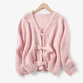 

Women Sweaters 2020 Spring and Summer New Bow Mohair Sweater