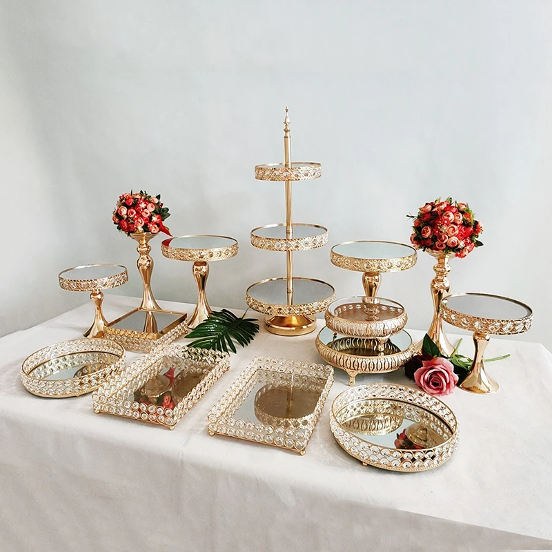 Gold Antique Metal Cake Stand Round Cupcake Stands Wedding Birthday Party Dessert Cupcake Pedestal/Display/Plate
