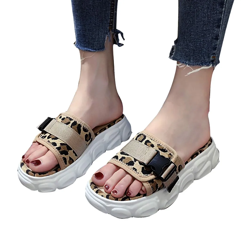 

2019 Sandals Women Causal Leopard Open Toe Slip On Sexy Platform Sexy Shoes Slipper Sandals zapatos de mujer#G4