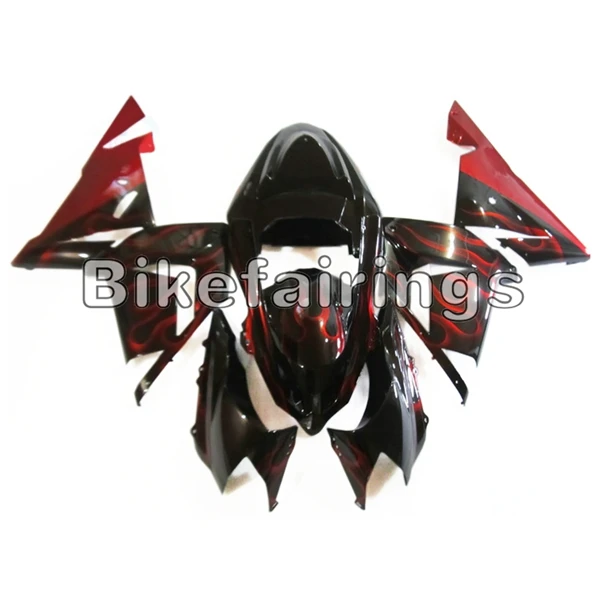 Черный и красный пламя ABS инъекции Обтекатели для Kawasaki ZX10R zx10r 2004 2005 04 05 ZX-10R мотоциклов пластик Кузов комплект