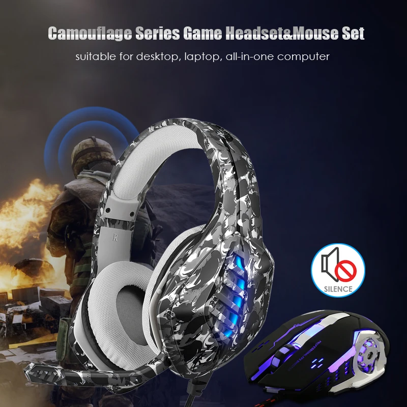

Glowing Wired Gaming Headset+Wired Mouse Set Headphones with Mic Supper Bass Earphone for PS5 PS4 Xbox PC Laptop