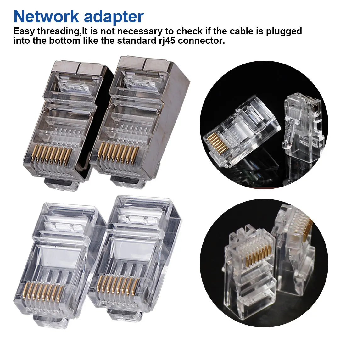 

8p8c Unshielded Modular utp RJ45 Connector Ethernet Cable Plug Cat5 Cat6 Jack Network 100pcs 50pcs