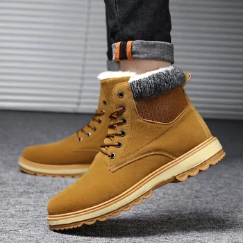 

Fashion Comfortable Lace-up Men Work Shoes Men Snow Boots Winter Pop Tide Keep Warm Casual Shoes Light Outdoor Cold Protection