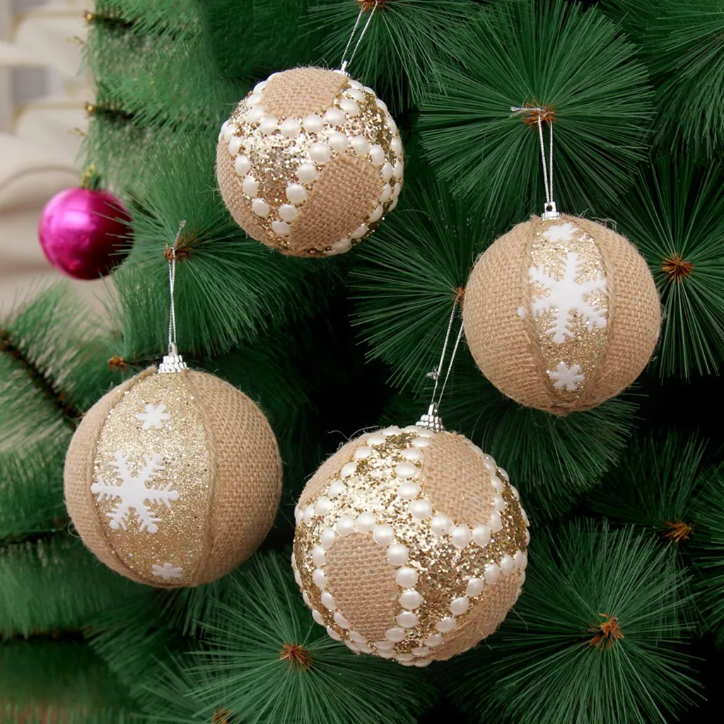 

1Pc Christmas Pure White Gold Ball Shape Tree shape Pendant Baubles Plush Foam Ornament Xmas Tree Holiday Party Decorations 2020