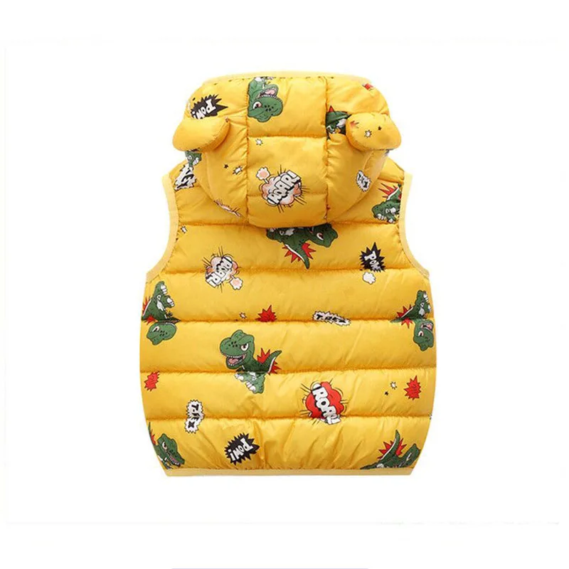 Autumn Winter Child Waistcoat Girls Boys Down Vest Sleeveless Kids Printed Hooded Jacket Outerwear Infant Baby Clothes