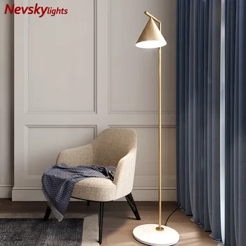 

Retro bedside lights home decor marble lighting Antique copper fixtures Nordic bedroom floor lamps LED living room standing lamp