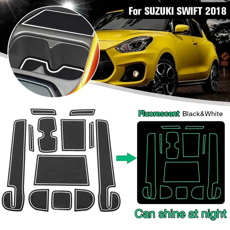 Gate slot mat For SUZUKI SWIFT 2018 Cup Holders Accessories Non-slip mats 12Pcs