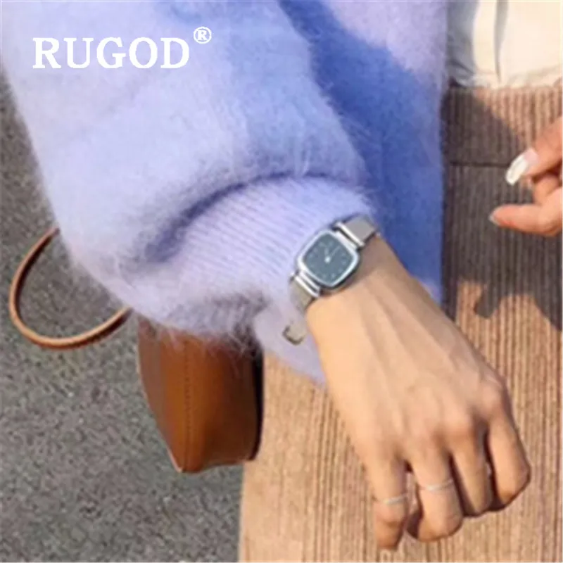Свитер женский RUGOD, элегантный фиолетовый норковый кашемировый свитер, женская мода, v-образный вырез, рукав-фонарик, Cadigan Feminino, Осень-зима, свитер, пальто кофта женская