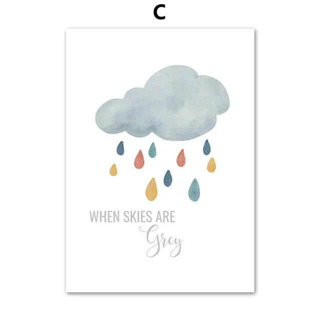 Cartoon Sun Rainbow Cloud Rain Wall Art Canvas Painting Nordic Posters And Prints Nursery Wall Pictures For Baby Kids Room Decor C