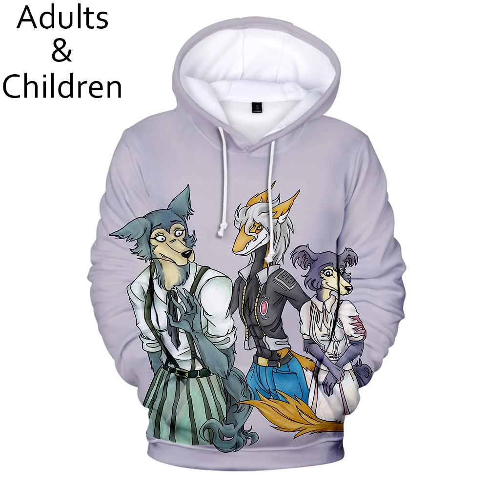 

3D printed BEASTARS Hoodies Men Women Sweatshirt boys girls Harajuku Kids Animation pullovers Casual 3D BEASTARS Autumn Hooded
