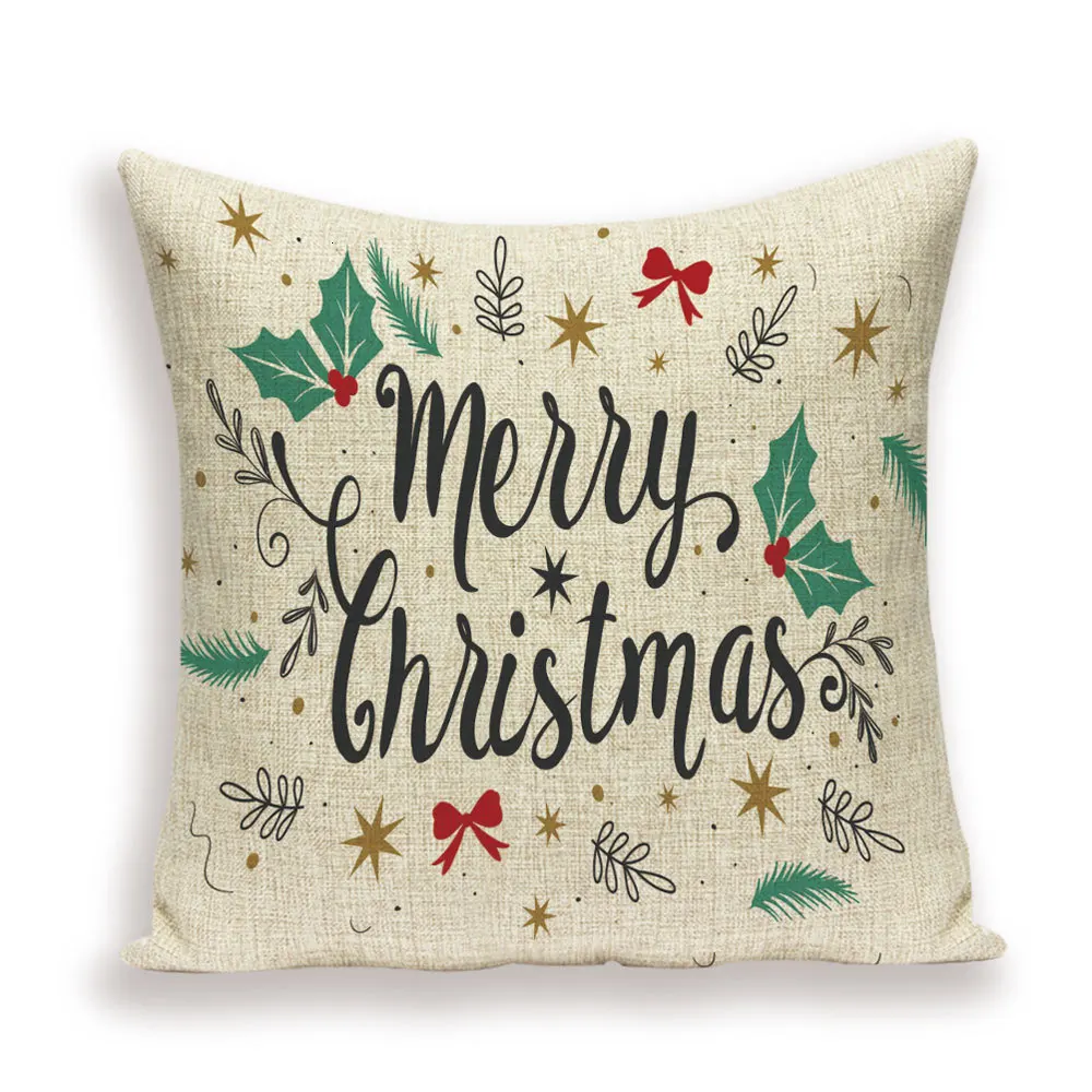 Merry Christmas Cushion Cover Christmas Tree Pillow Case Deer Linen Home Decoration Bed Pillow cases Pillows Cushions Cojin