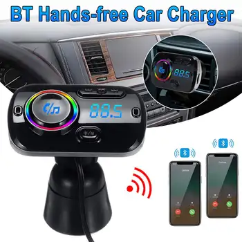 

bluetooth 5.0 FM Transmitter with QC-3.0 Wireless In-Car Radio Adapter Handsfree Car Kit MP3 Player Dual USB Car Charger AUX