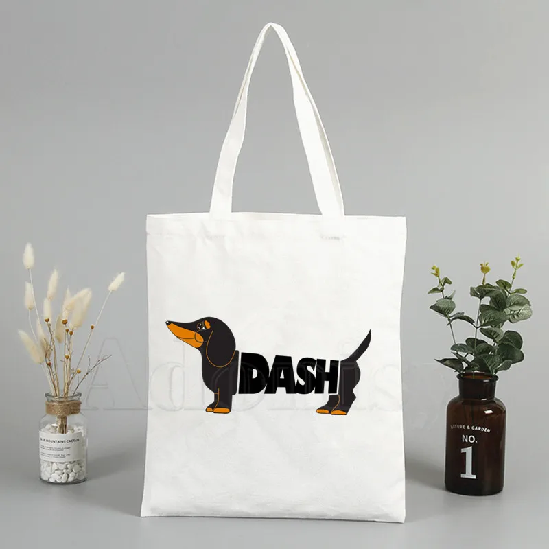 

Dachshund Dog Funny Ladies Handbags Cloth Canvas Tote Bag Shopping Travel Women Reusable Shoulder Shopper Bags Bolsas De Tela