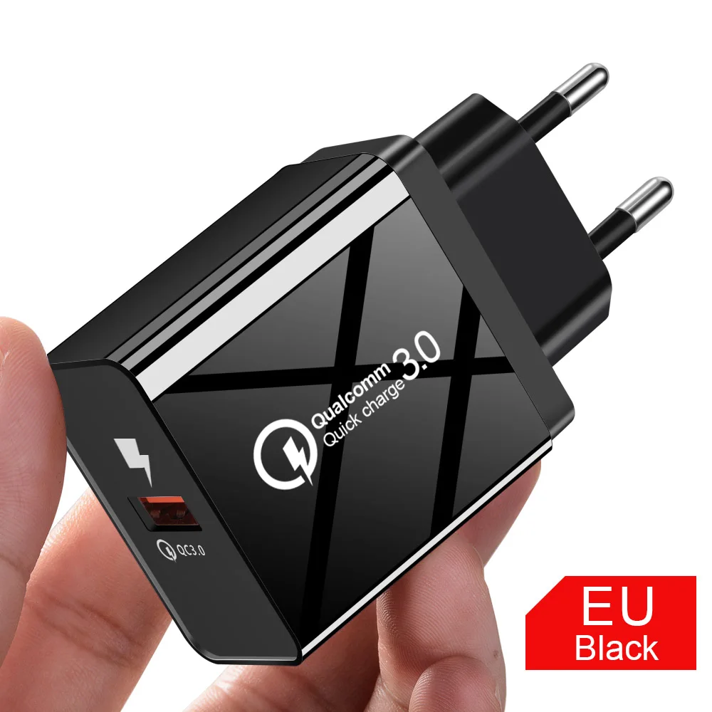 EU Black Rexxar USB Charger Quick Charge 3.0 Universal mobile phone charger Wall USB Charger US EU Adapter for iPhone Samsung Xiaom QC3.0 - Plug Type: EU Black