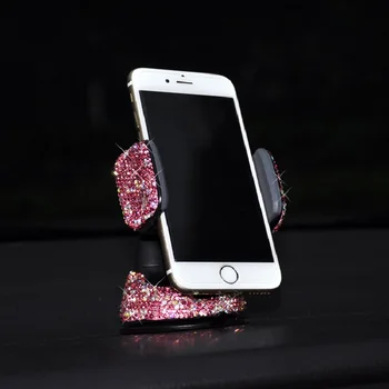 

Beautiful Glitter Crystals Car Mobile Phone Holder White Pink Color GPS Stand for Dashboard Windshield Vent Air Outlet