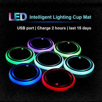 

USB Power Inductive Charging LED Car Styling Luminous Acrylic Auto Cup Mat RGB Atmosphere Lamp for Benz BMW VW Cadillac Jaguar