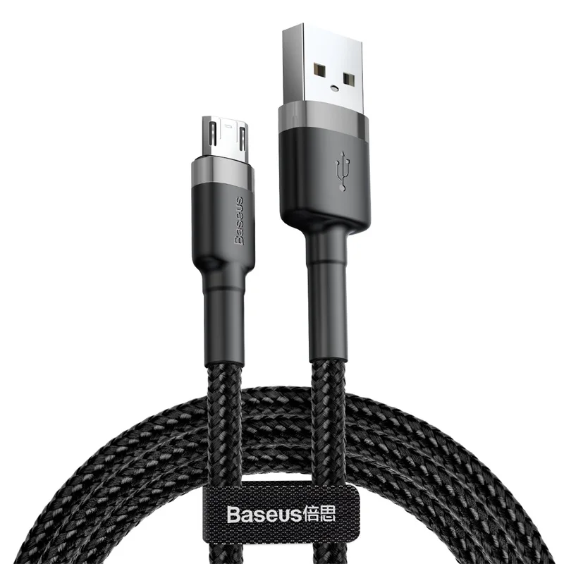 Baseus Micro USB кабель зарядное устройство для samsung Galaxy S7 S6 Быстрая зарядка мобильного телефона зарядное устройство Шнур для huawei Планшета USB кабель провод - Цвет: Black Gray