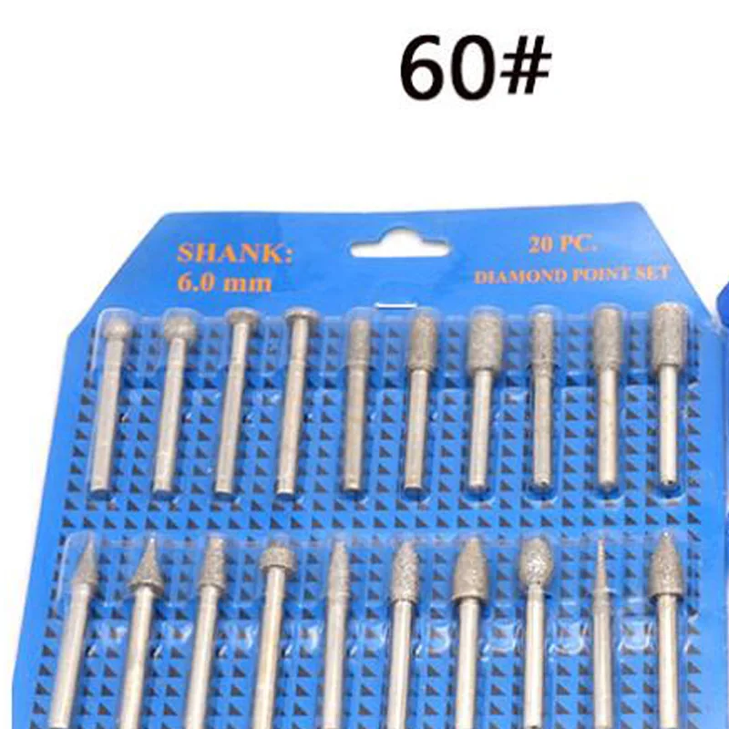 Gulakey 6 Pieces Shaped Ball Coated Diamond Polishing Shank Drill Bits 3mm