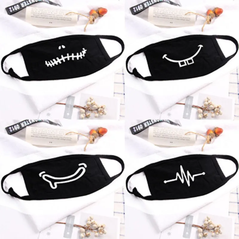 1 шт. унисекс мультфильм рот черный хлопок полумаска защита от пыли зимняя теплая