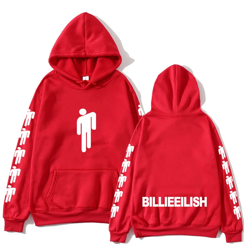 red Новая популярная толстовка с капюшоном Billie Eilish Mannen Zwarte Katoenen, толстовка с капюшоном Paar Billie Eilish, теплая толстовка с капюшоном для дома/manne - Цвет: red