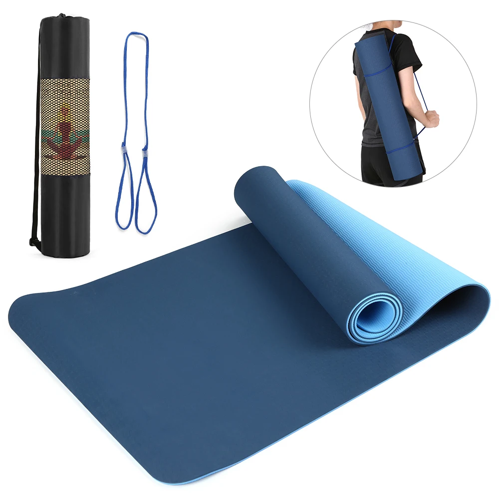 6mm Thick Yoga Mat Non-Slip Exercise Pilates Gym Home Camping Pad Carry Bag UK 